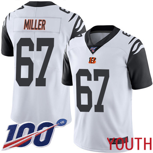 Cincinnati Bengals Limited White Youth John Miller Jersey NFL Footballl #67 100th Season Rush Vapor Untouchable